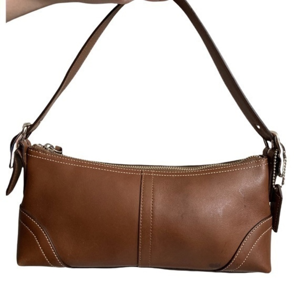 Coach light brown leather y2k vintage Hamptons mini baguette bag 8A64